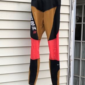 Colorful Nike Dri-Fit Tights w back zipper XS